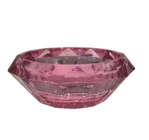 Vintage MCM Viking Glass Diamond Point Thistle Pink Candy Dish Bowl
